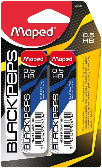 MAPED do mikroceruzky HB 0,5 mm v škatuľke – 2×12 túh v balení