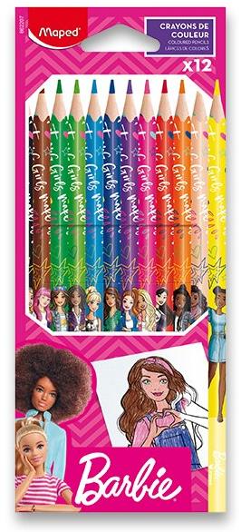 MAPED Barbie, trojhranné, 12 farieb
