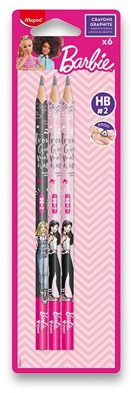 MAPED Barbie HB, trojhranná s gumou – balenie 6 ks