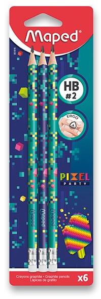 MAPED Pixel Party HB, trojhranná – balenie 6 ks