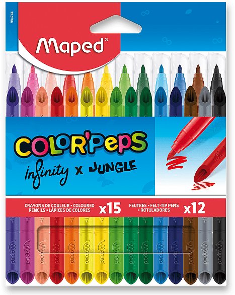 MAPED Jungle fixky 12 ks + Infinity pastelky 15 ks