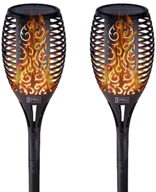 LEDSolar 96, solárny vonkajší horiaci lúč, pochodeň, 2 ks, 96 LED, bezdrôtové, iPRO, 1 W, teplá