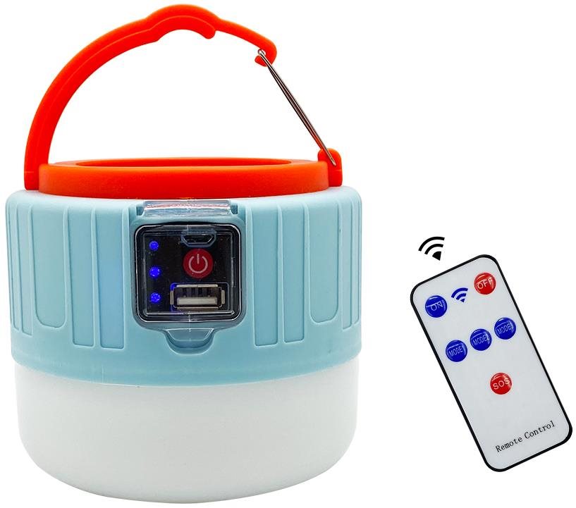 LED solárne kempingové svetlo s USB modré, iPRO, 3 W, neutrálna biela