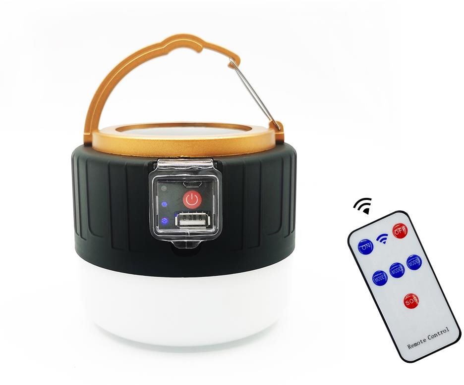 Solárne kempingové svetlo s USB čierne, iPRO, 3 W, neutrálna biela