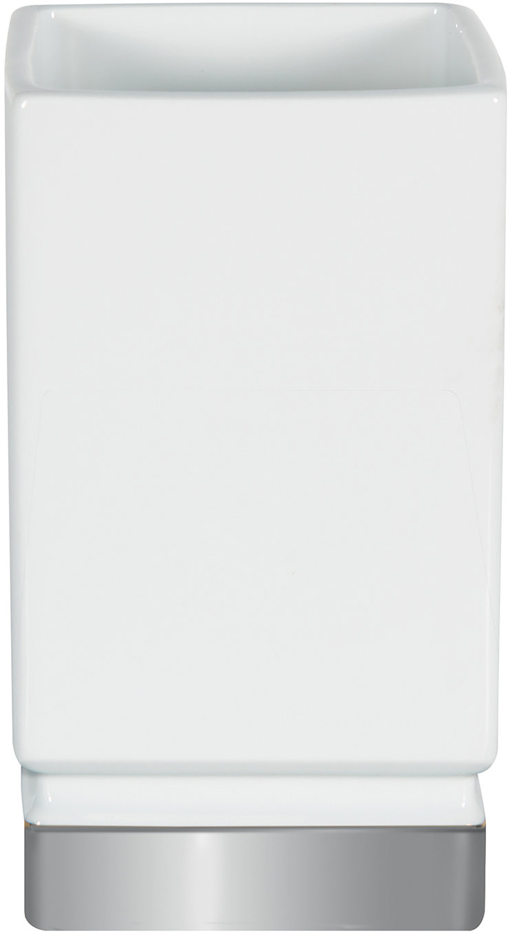 Spirella Pohárik na kefky ROMA, strieborný podstavec, biely porcelán