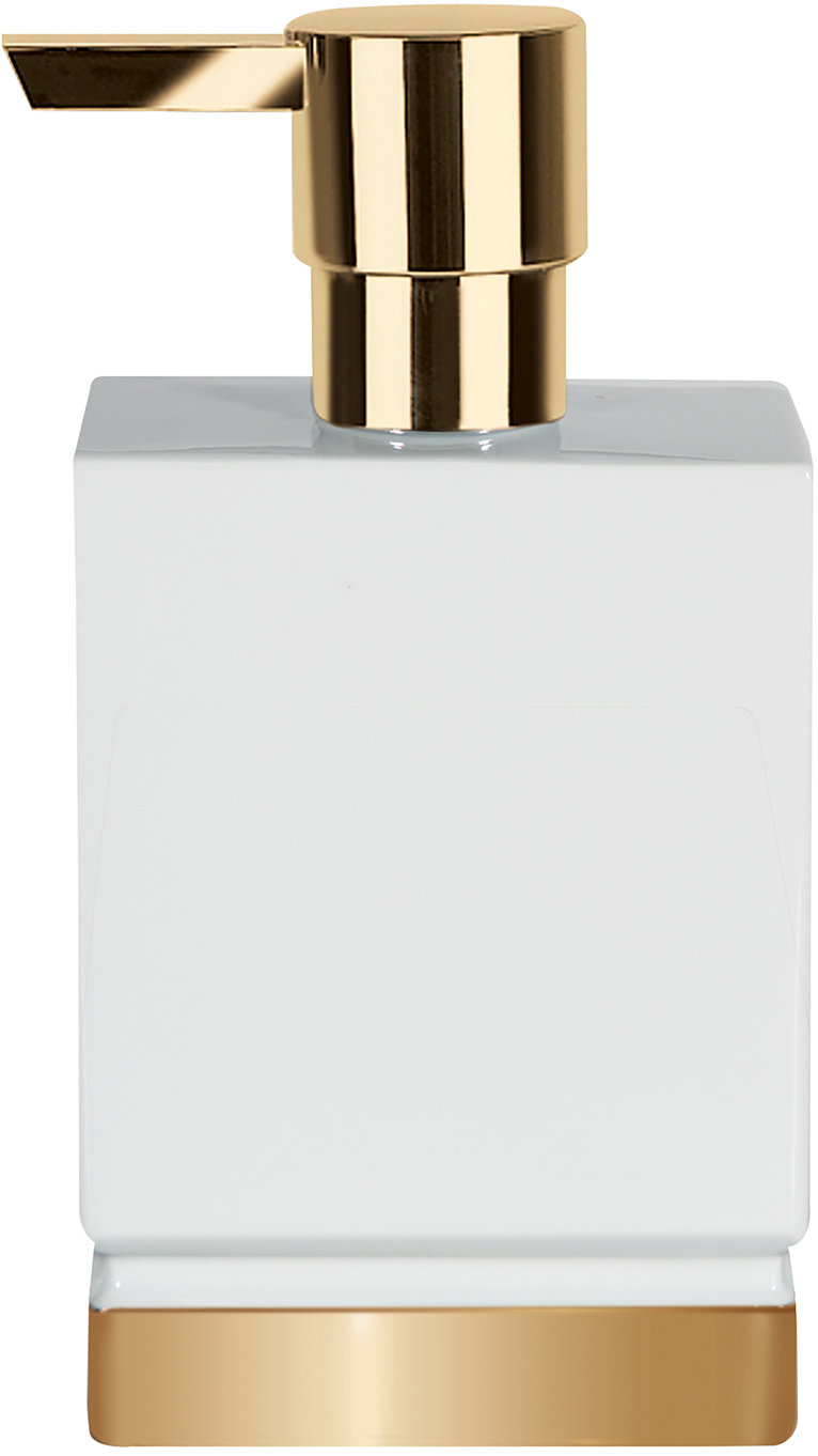 Spirella Dávkovač mydla ROMA, zlatý podstavec, 300 ml, biely porcelán