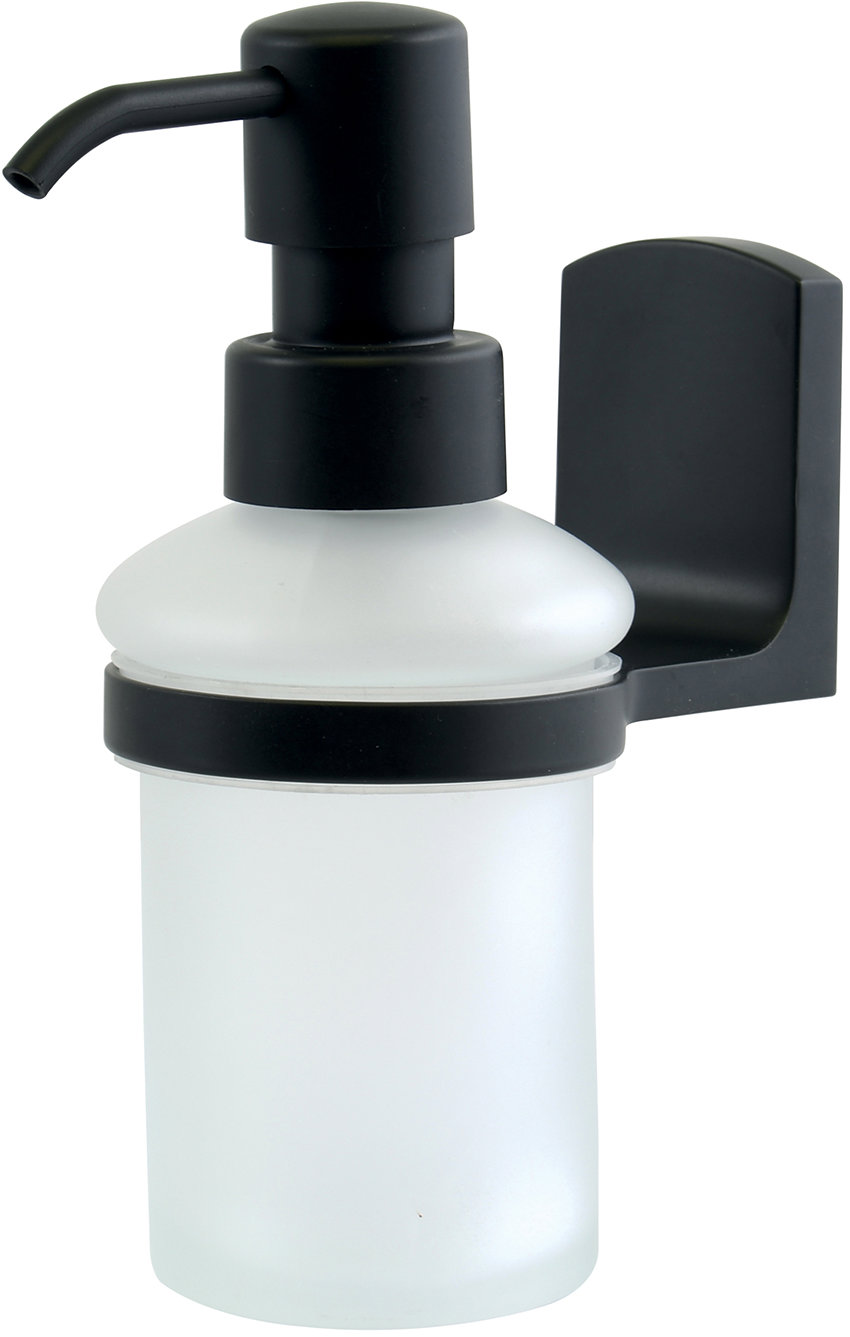 Spirella Nástenný dávkovač mydla TAKU, sklo, oceľ, 200 ml, matná čierna-biela