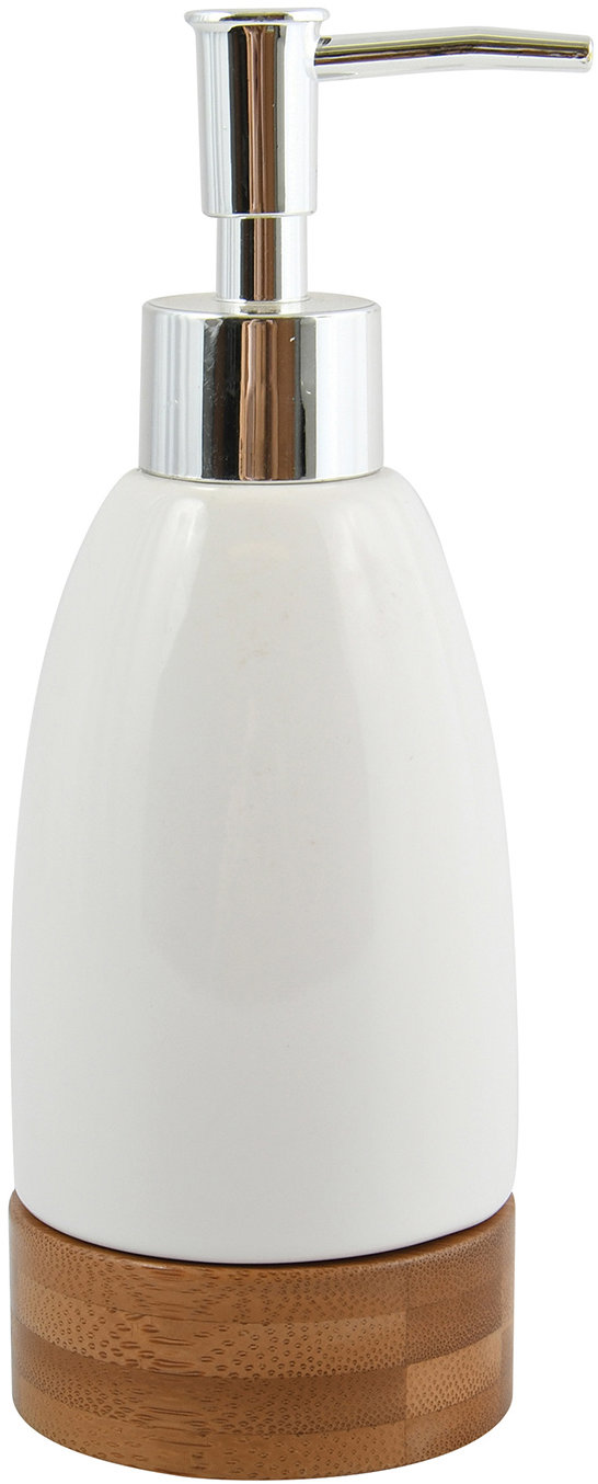 Spirella Dávkovač mydla TALLINN, keramika, drevo, 250 ml, biely