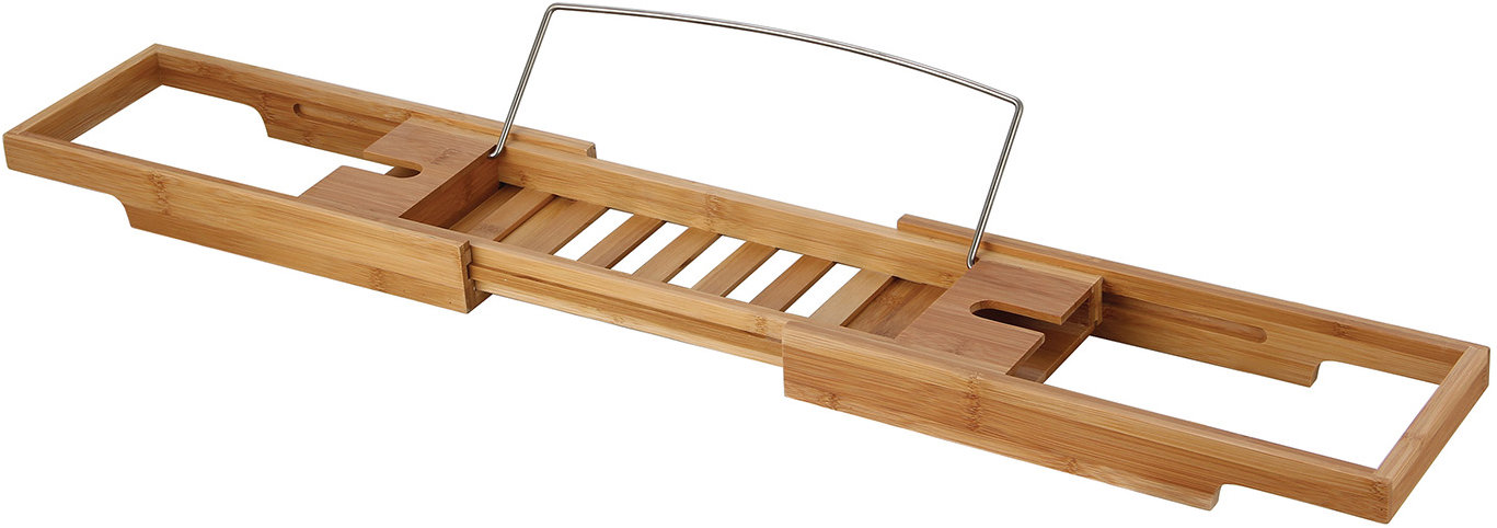 MSV podnos do vane, bambusový, s nastaviteľnou dĺžkou, 70 cm – 91,5 cm