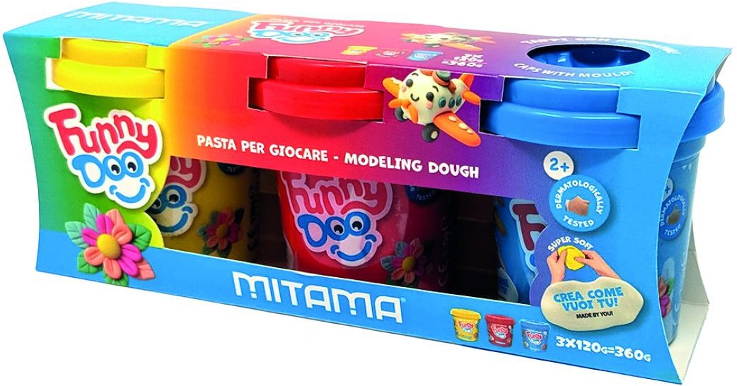 MITAMA FUNNY DOO súprava červenej, modrej a žltej, 3× 120 g