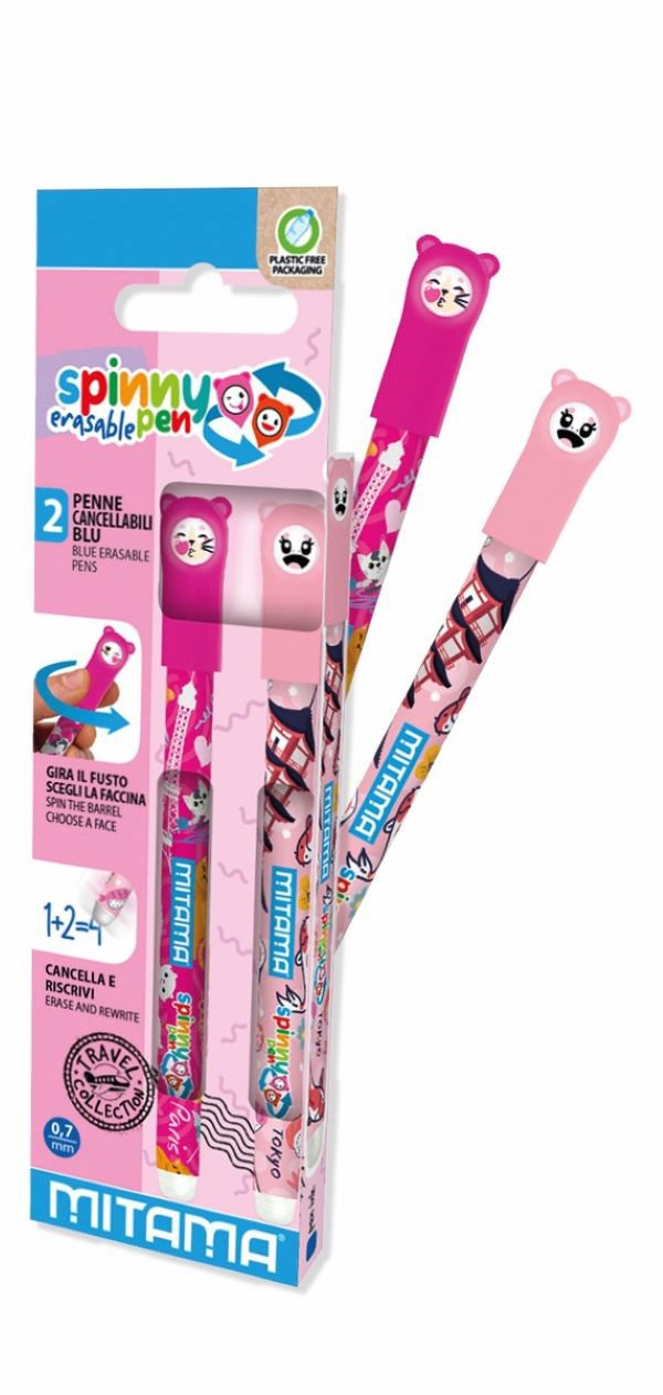 MITAMA Spinny Pen, vymazateľný, Tokyo/Paris – sada 2 ks