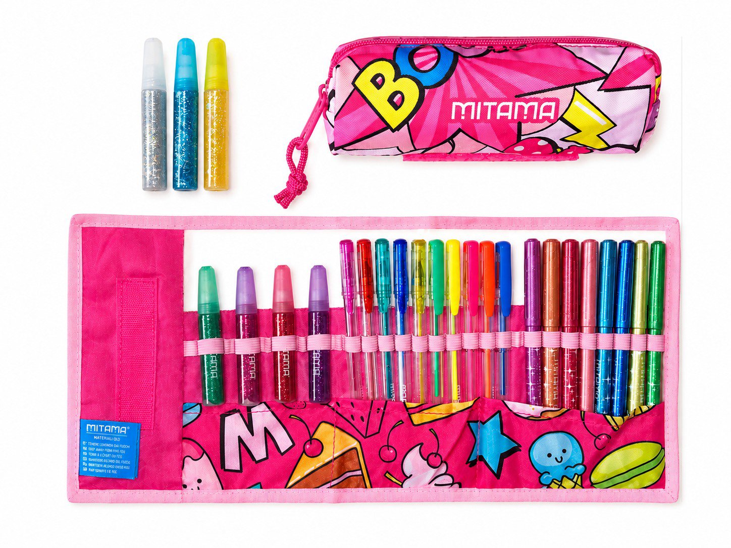 MITAMA Glitter súprava, 25 ks, rolovacia, ružová