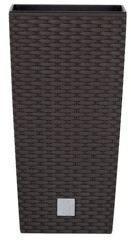 PROSPERPLAST Obal na kvetináč RATO SQUARE 20 × 20 × 37,6 cm, 5/11, objem 4 l, hnedý