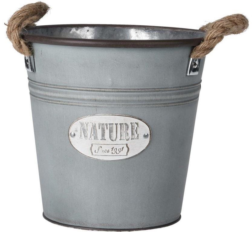 M.A.T. kvetináč dekoračný 21,5 × 20,5 cm s lanom, pozinkovaný