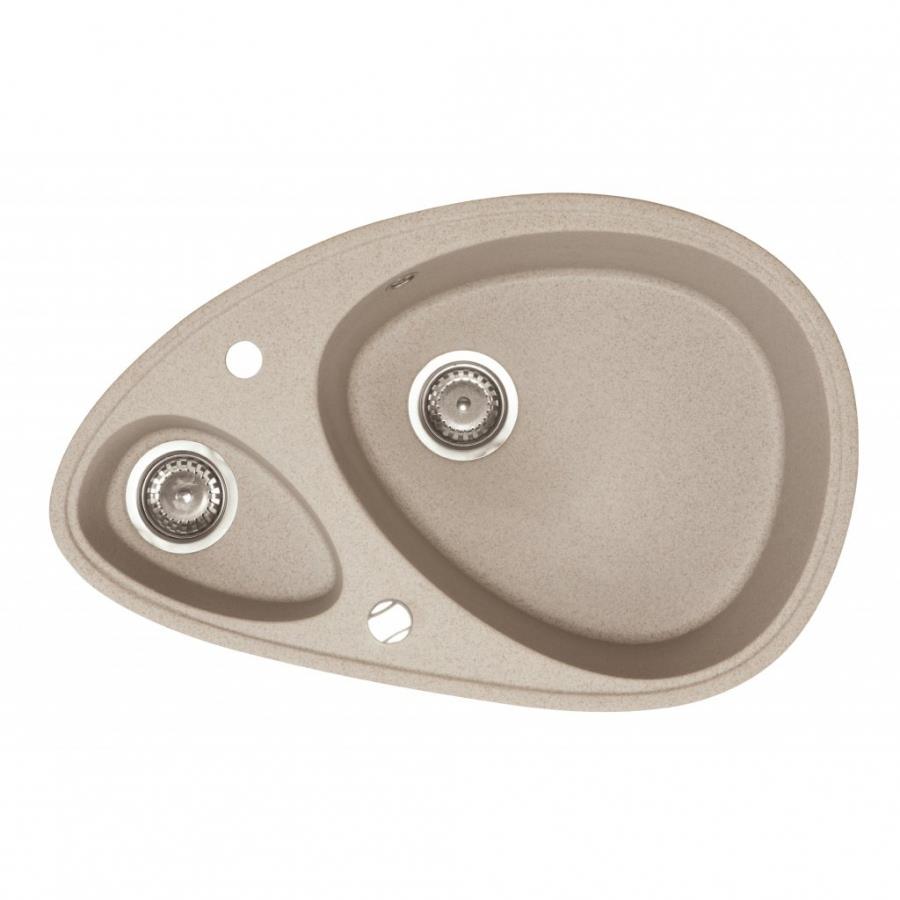 Metalac Inko oválny béžový drez s vaničkou X Granit Elipse 780 × 500 mm