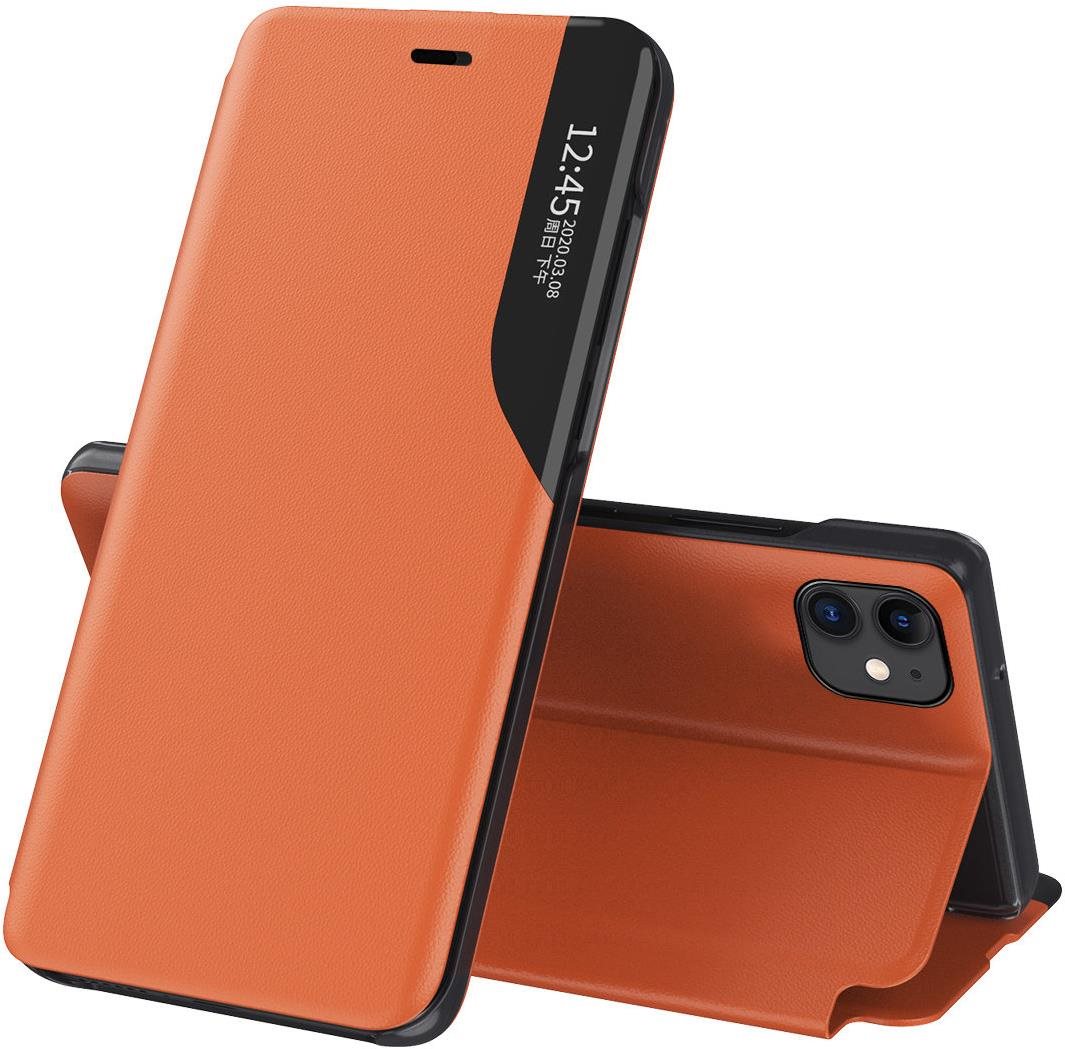 Eco Leather View knižkové puzdro na iPhone 13 mini, oranžové