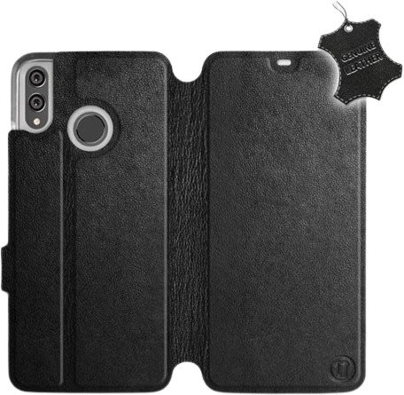 Flip puzdro na mobil Honor 8X – Čierne – kožené – Black Leather