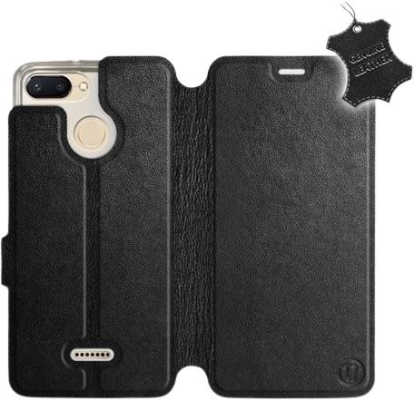 Flip puzdro na mobil Xiaomi Redmi 6 – Čierne – kožené – Black Leather
