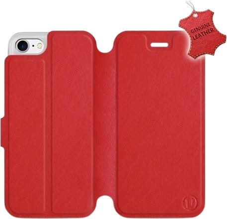 Flip puzdro na mobil Apple iPhone 7 – Červené – kožené – Red Leather