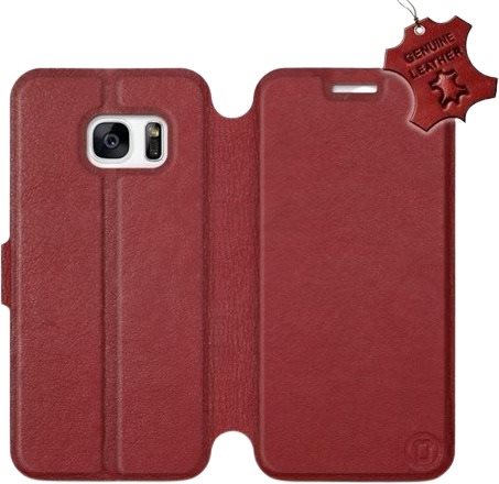 Flip puzdro na mobil Samsung Galaxy S7 – Tmavočervené – kožené – Dark Red Leather