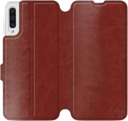 Flipové puzdro na mobil Samsung Galaxy A50 vo vyhotovení Brown & Gray so sivým vnútrom