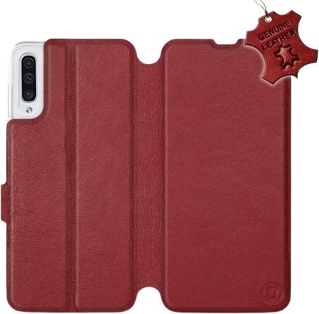 Mobiwear Flip puzdro na mobil Samsung Galaxy A50 – Tmavo červené – kožené – Dark Red Leather