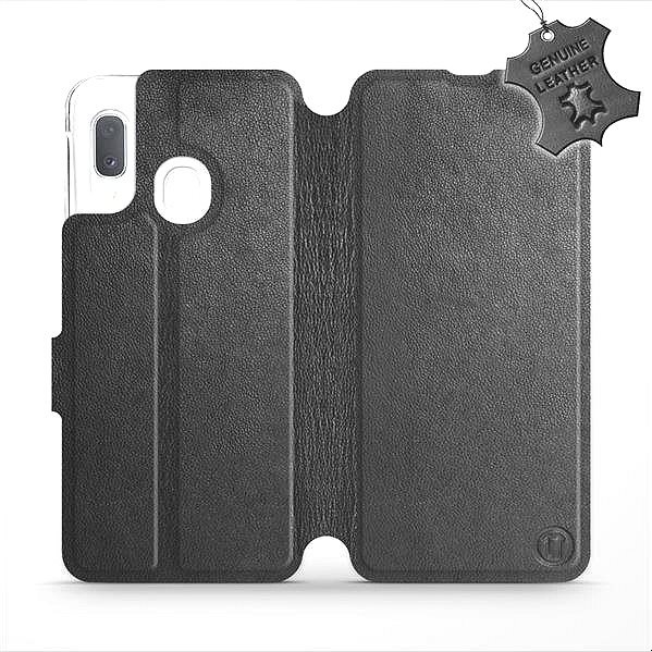 Flip puzdro na mobil Samsung Galaxy A20e – Čierne – kožené – Black Leather