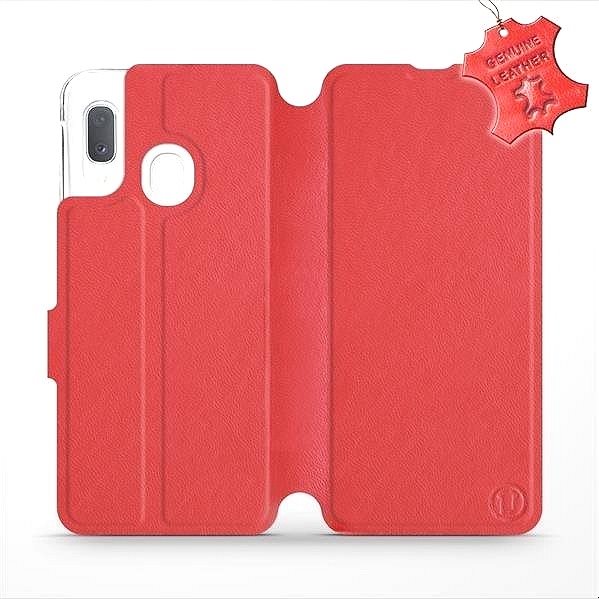 Flip puzdro na mobil Samsung Galaxy A20e – Červené – kožené – Red Leather