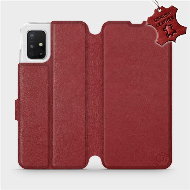 Flip puzdro na mobil Samsung Galaxy A51 – Tmavo červené – kožené – Dark Red Leather