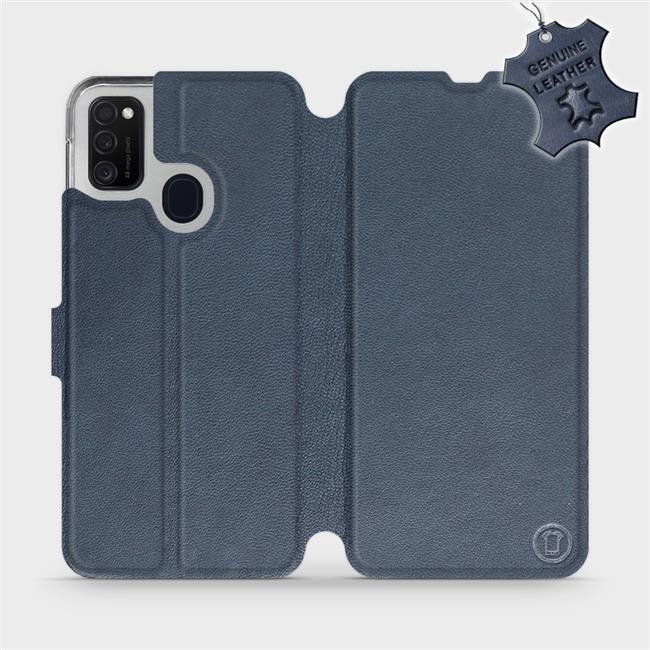 Flip puzdro na mobil Samsung Galaxy M21 – Modré – kožené – Blue Leather