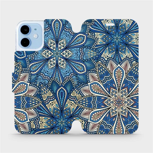 Flipové puzdro na mobil Apple iPhone 12 mini – V108P Modré mandala kvety