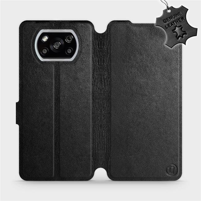 Flipové puzdro na mobil Xiaomi POCO X3 NFC – Čierne – kožené – Black Leather