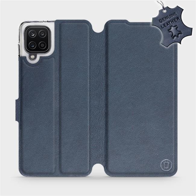 Flip puzdro na mobil Samsung Galaxy A12 – Modré – kožené – Blue Leather