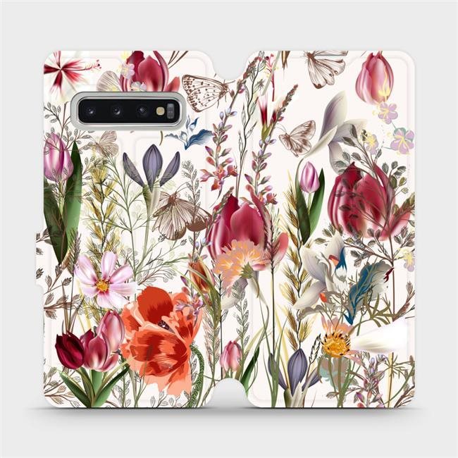Mobiwear Flip puzdro na mobil Samsung Galaxy S10 – MP01S Rozkvitnutá lúka