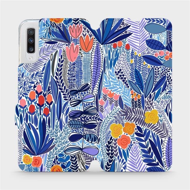 Mobiwear Flip puzdro na mobil Samsung Galaxy A70 – MP03P Modré kvetena