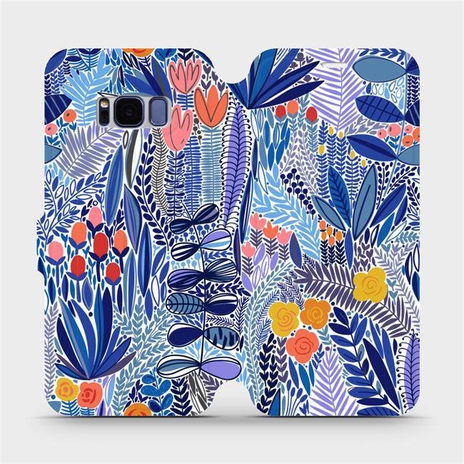 Mobiwear Flip puzdro na mobil Samsung Galaxy S8 – MP03P Modrá kvetena