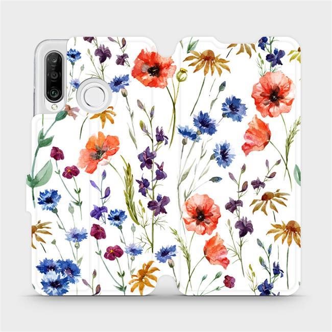 Mobiwear Flip puzdro na mobil Huawei P30 Lite – MP04S Lúčne kvety