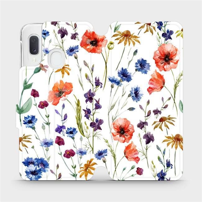 Mobiwear Flip puzdro na mobil Samsung Galaxy A20e – MP04S Lúčne kvety