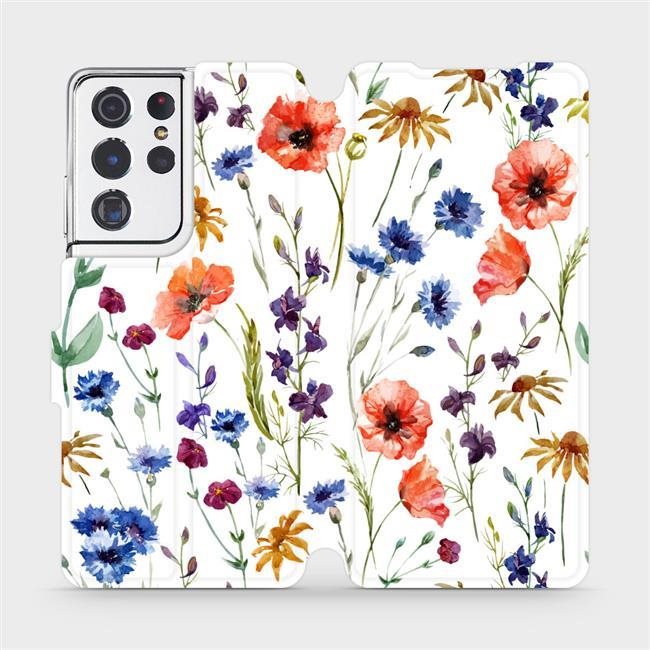 Mobiwear Flip puzdro na mobil Samsung Galaxy S21 Ultra – MP04S Lúčne kvety