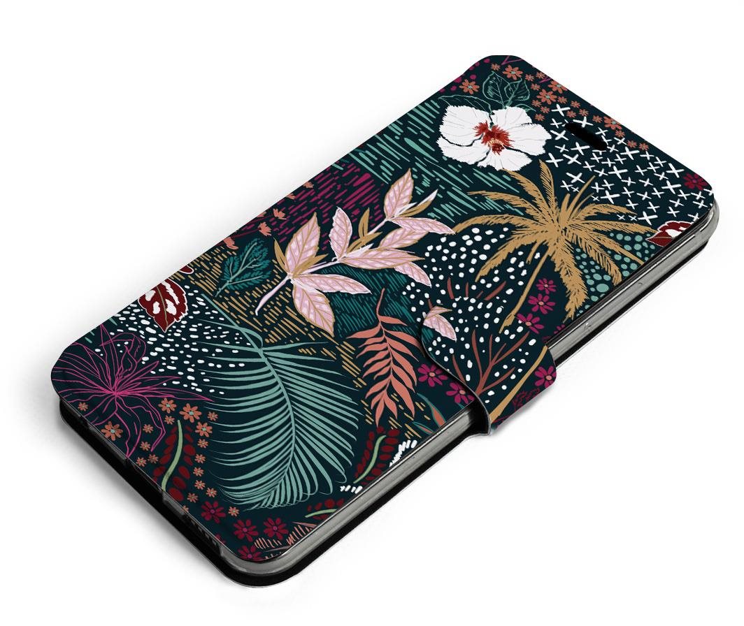 Mobiwear Flip puzdro na Vivo Y72 5G – VP13S Temná flóra