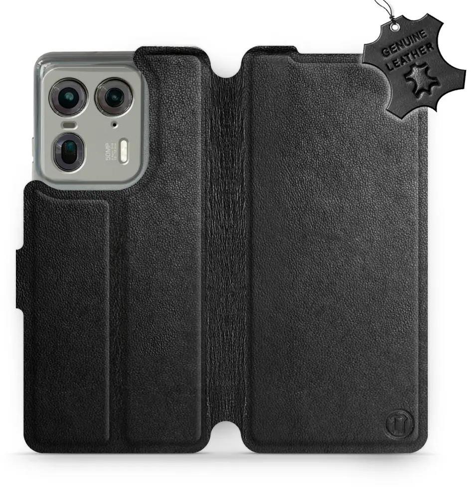Kožené Mobiwear flip knižkové pre Motorola EDGE 50 Ultra – Čierne – L_BLS