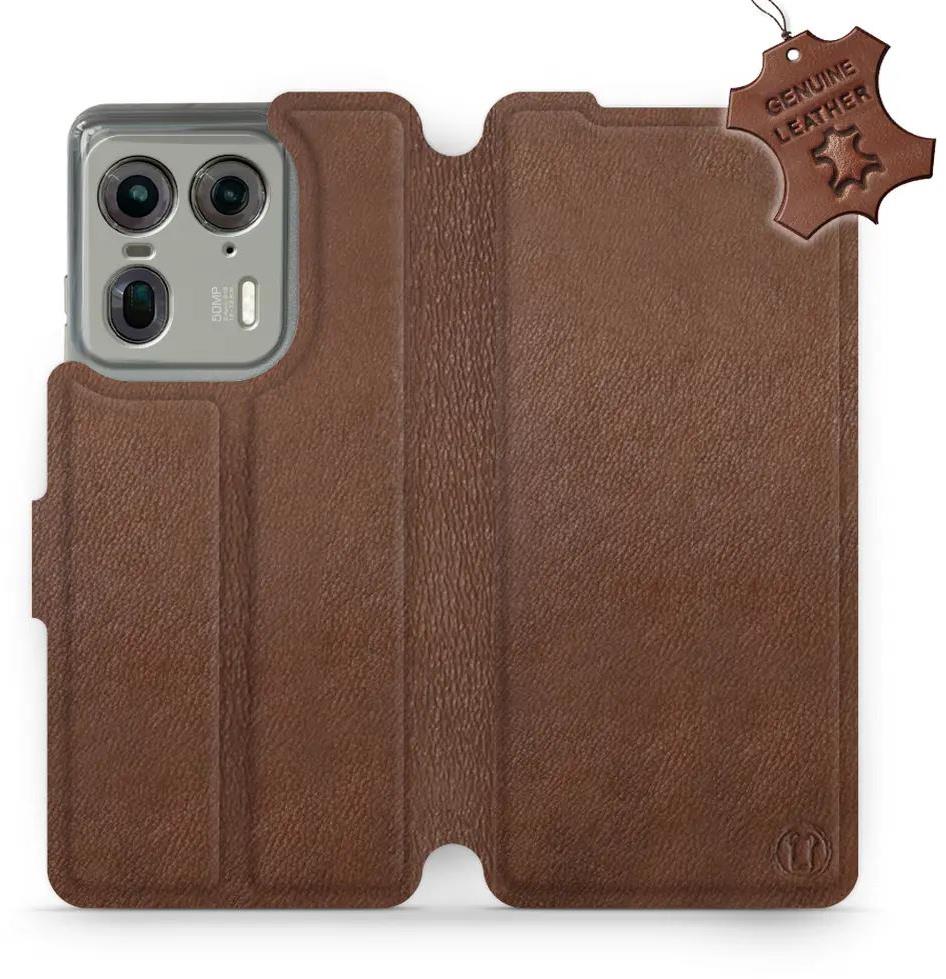 Kožené Mobiwear flip knižkové pre Motorola EDGE 50 Ultra – Hnedé – L_BRS