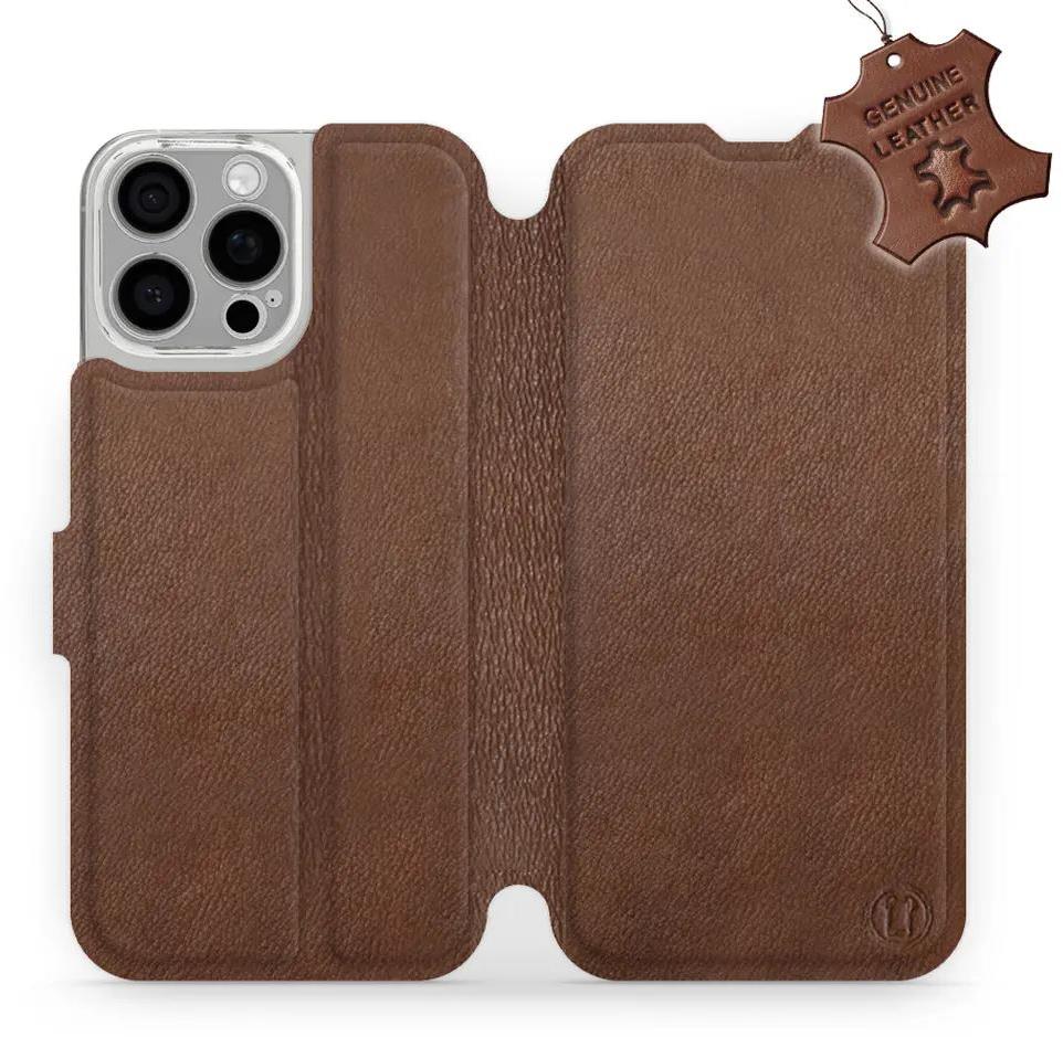 Kožené Mobiwear flip knižkové pre Apple iPhone 16 Pre Max - Hnedé - L_BRS