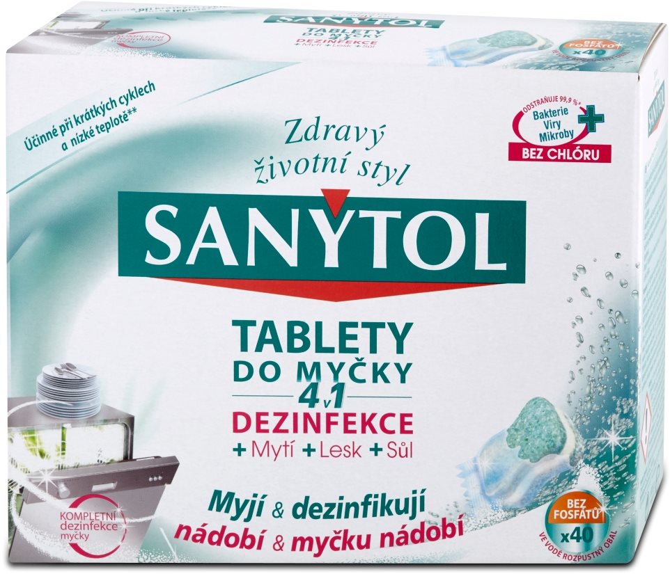 SANYTOL 4 v 1 tablety do umývačky 40× 20 g