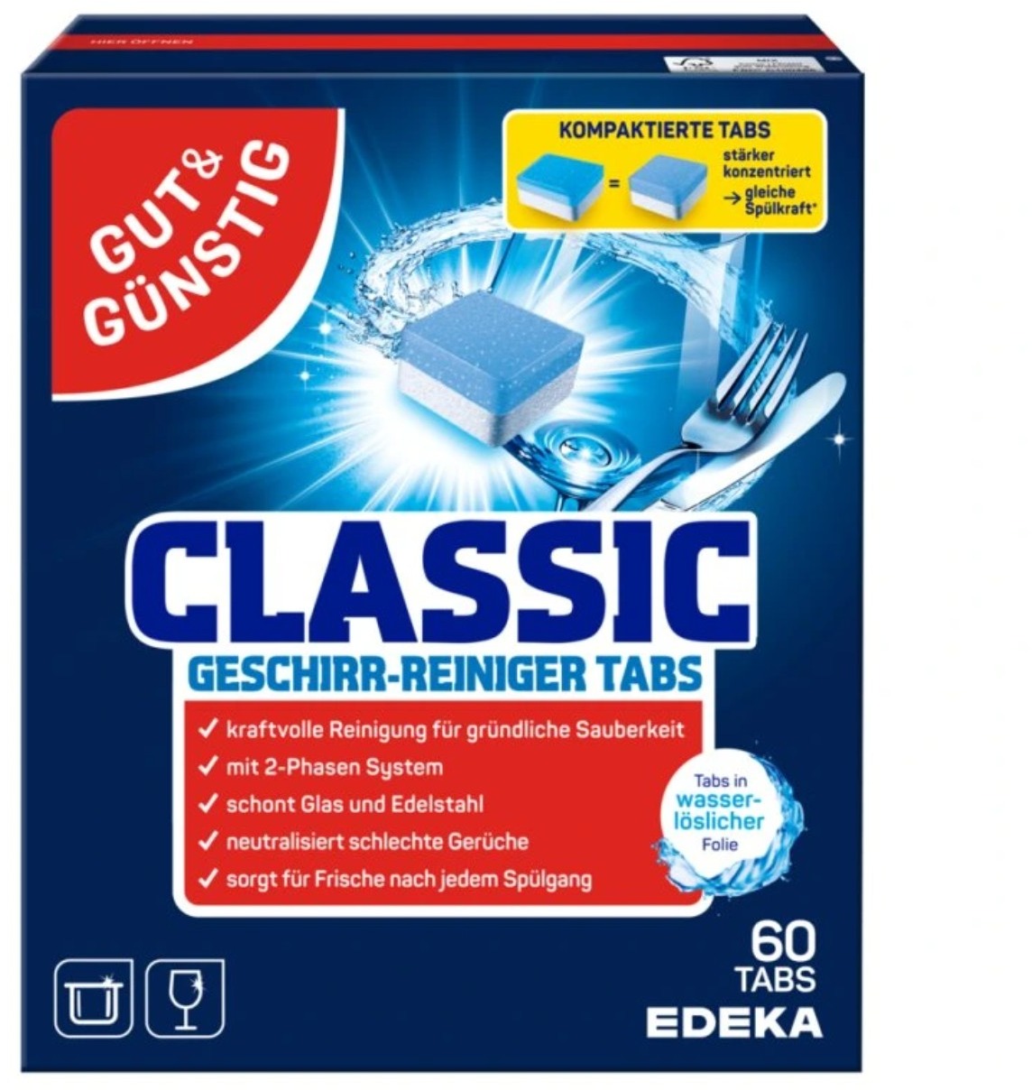 GUT UND GÜNSTIG CLASSIC Tablety do umývačky 60 ks