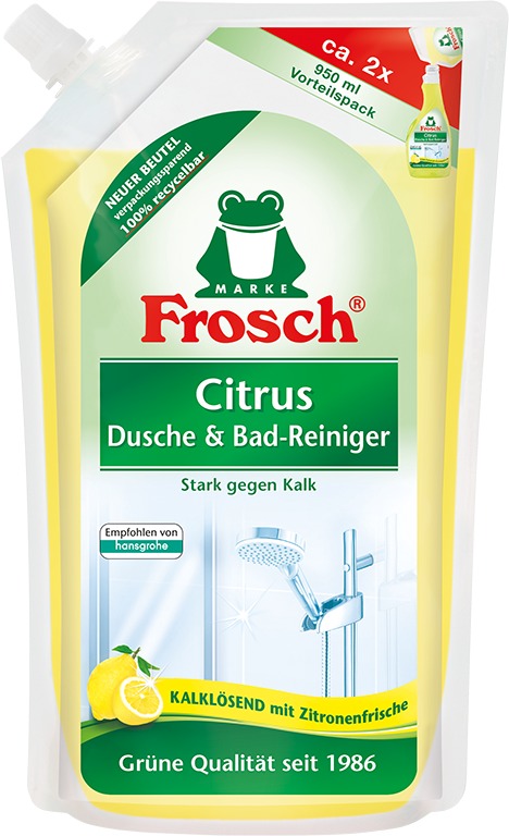 FROSCH Eko – Čistič na kúpeľne a sprchy s citrónom  – náhradná náplň 950 ml