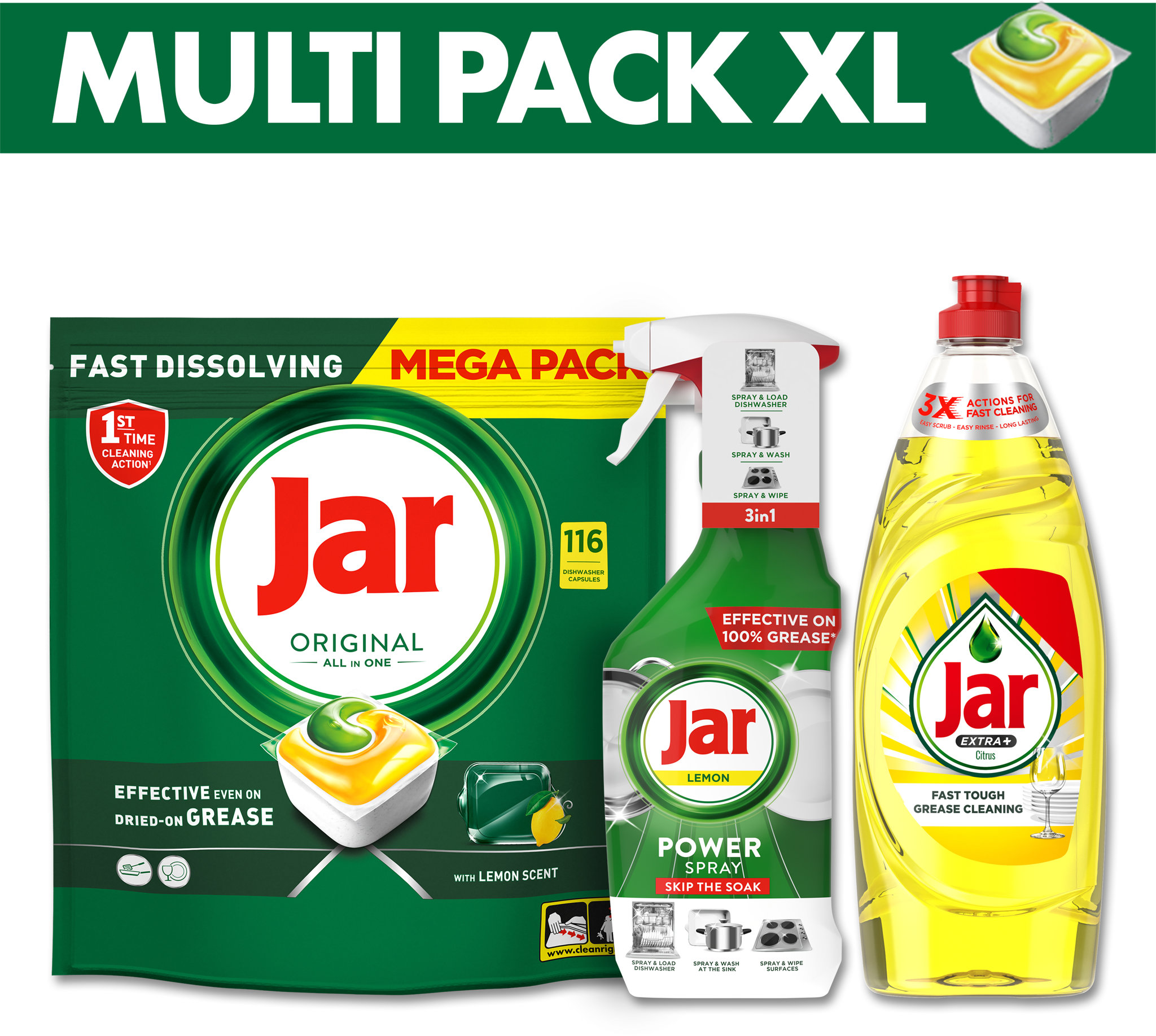 JAR Original Lemon 116 ks + Extra + Citrus 650 ml + Power sprej 500 ml