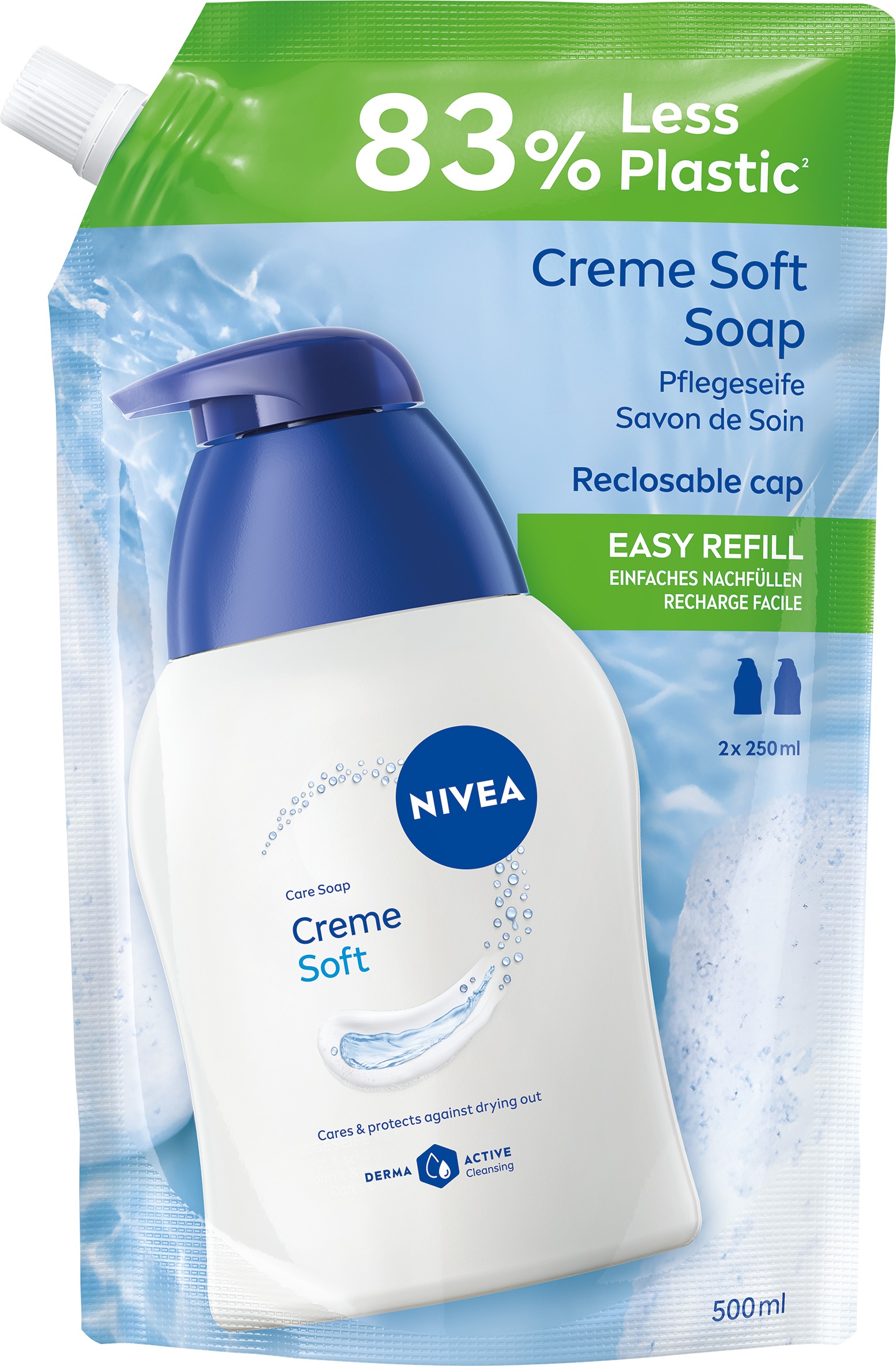 NIVEA Tekuté mydlo Creme Soft 500 ml, náplň
