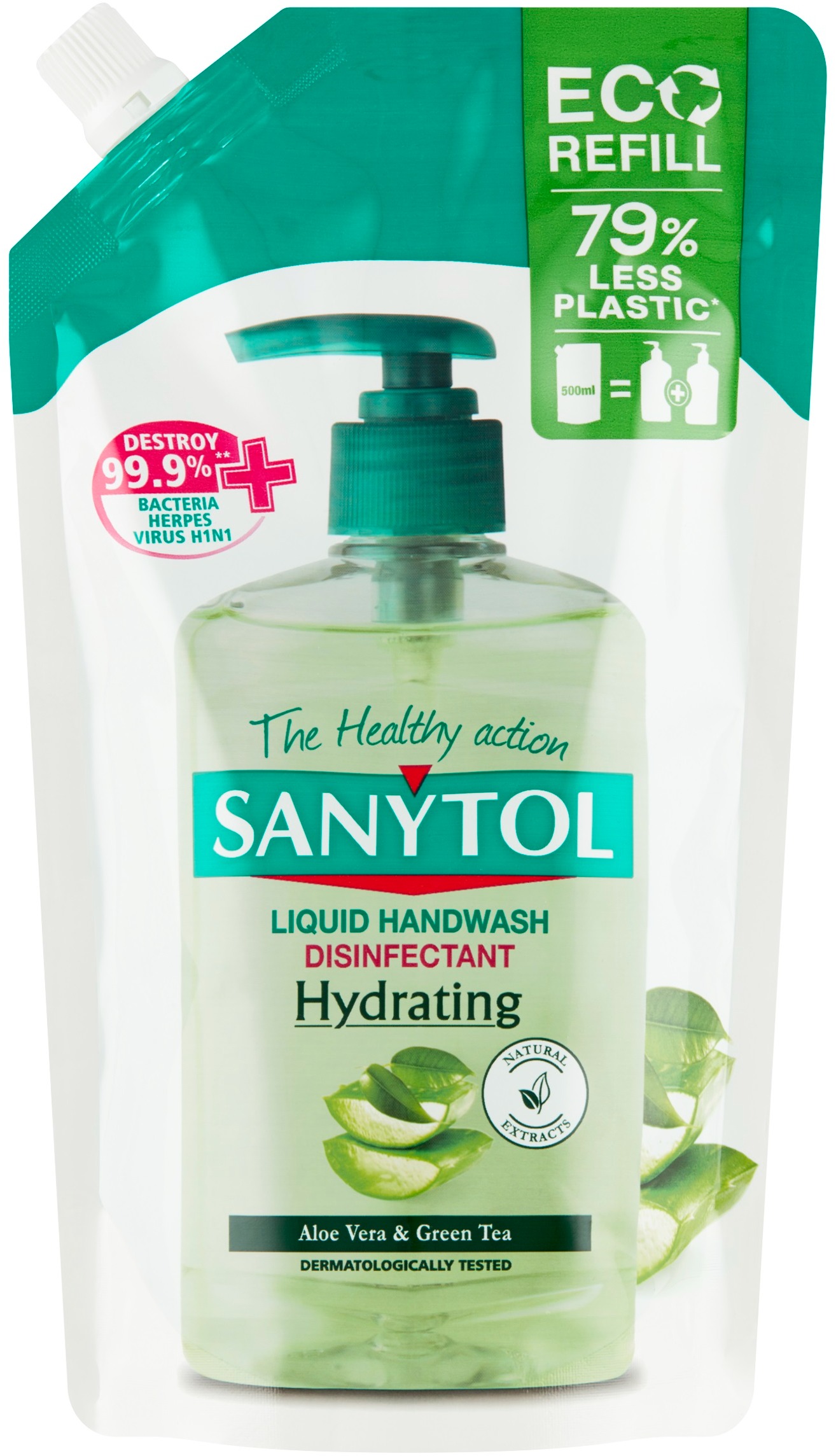 SANYTOL Dezinfekčné mydlo hydratujúce, náhradná náplň 500 ml