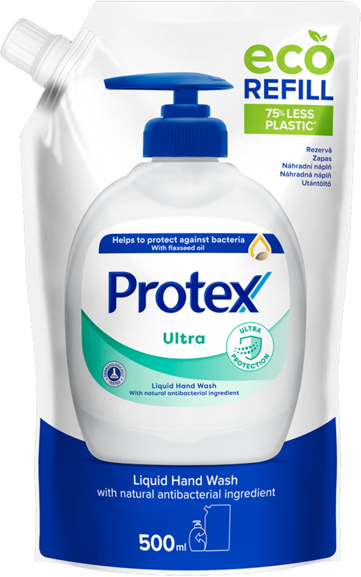 PROTEX Ultra tekuté mydlo s prirodzenou antibakteriálnou ochranou náhradná náplň 500 ml